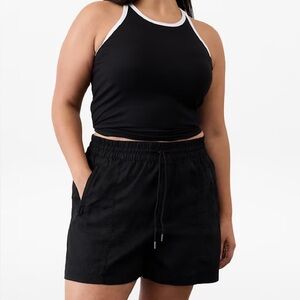 Athleta Retreat Linen Mid Rise 4" Short Black NWT